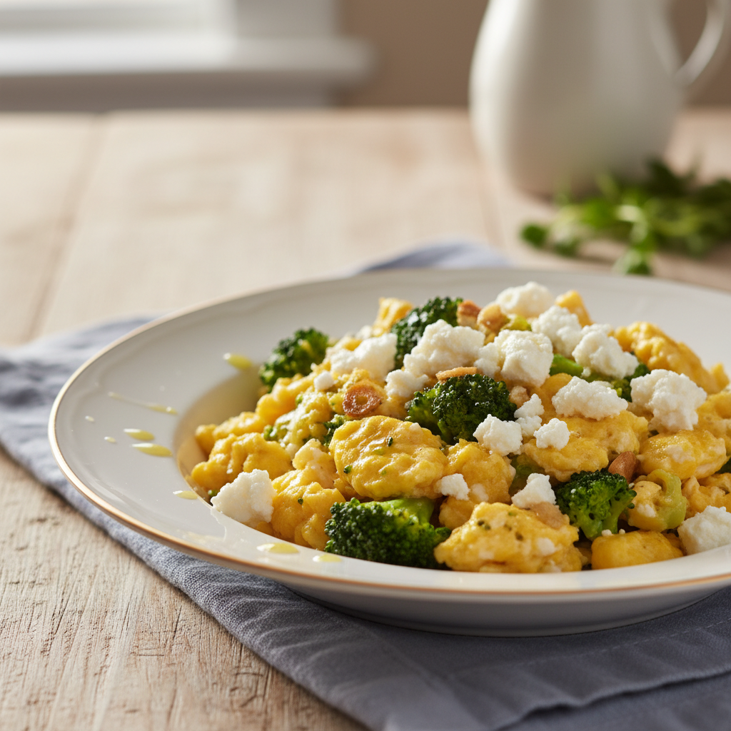 Mediterranean Broccoli and Feta Scramble