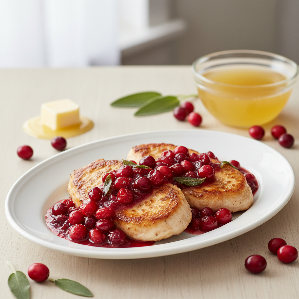 Pan-Seared Turkey Cutlets with Cranberry-Sage Pan Sauce