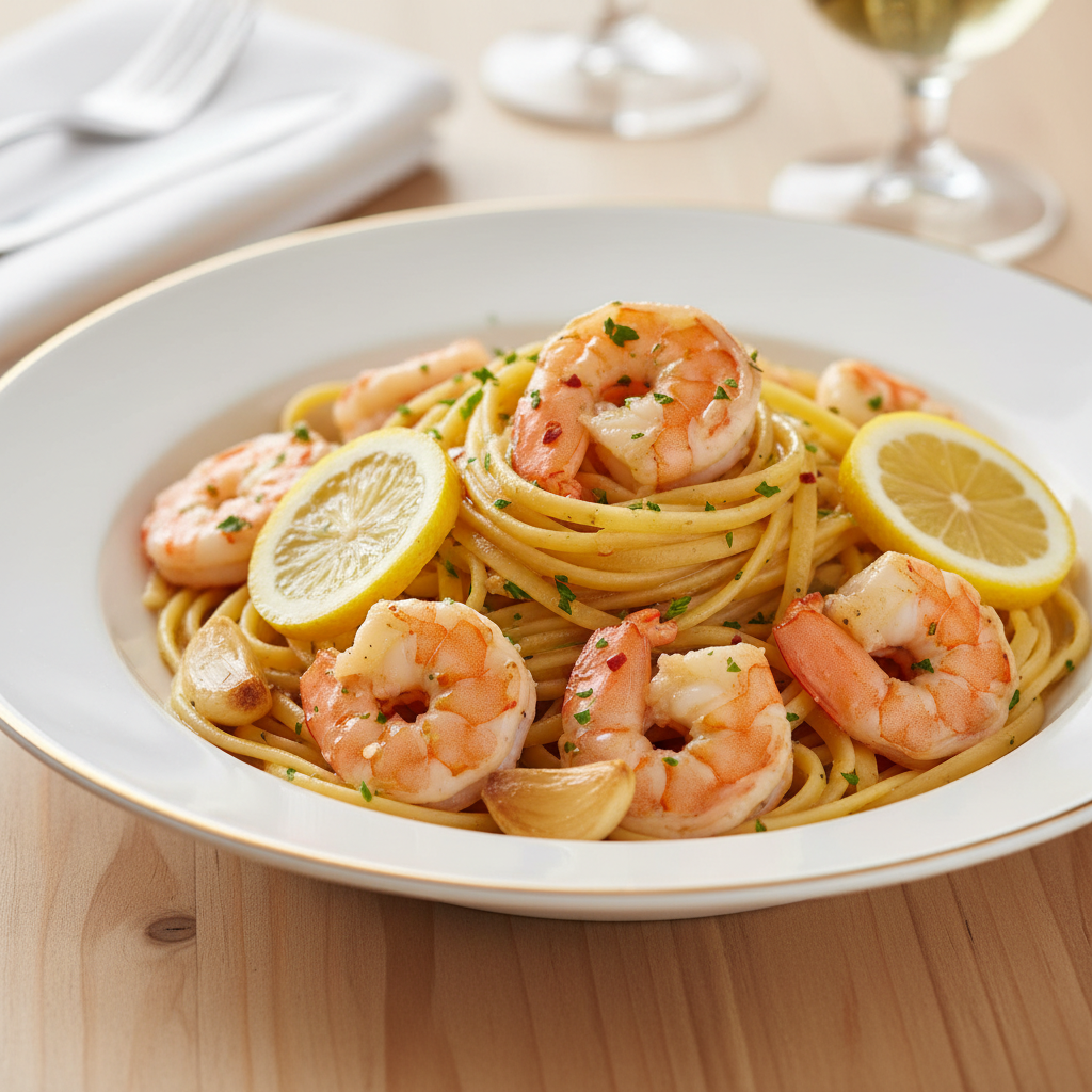 Lemon Garlic Butter Shrimp Linguine